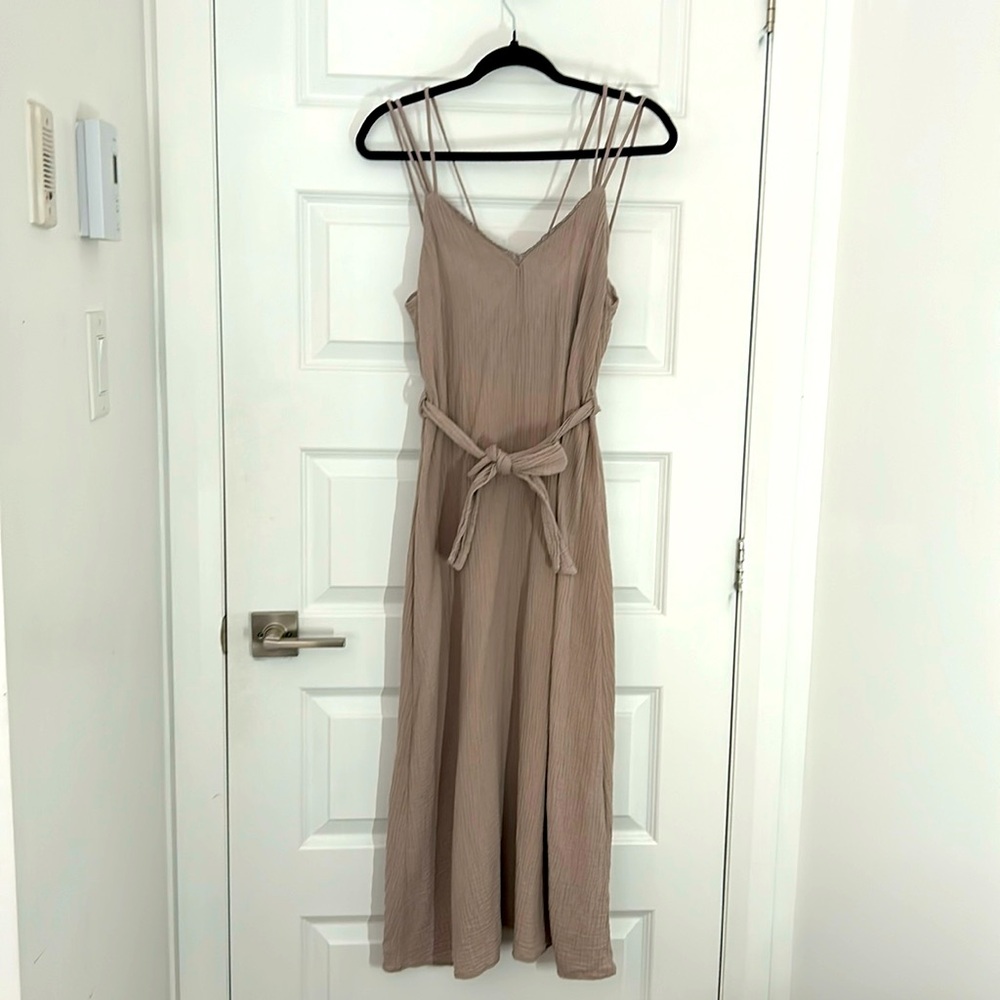 ZARA BASICS  - midi cotton slip dress a line dusty pink spaghetti straps small